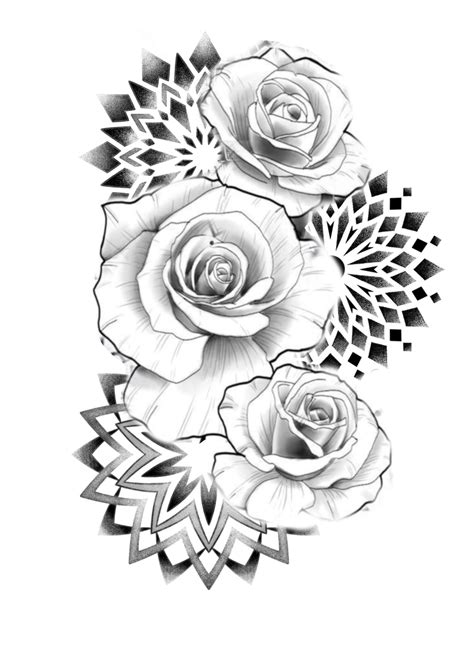 (109) 31. . Rose mandala tattoo drawing